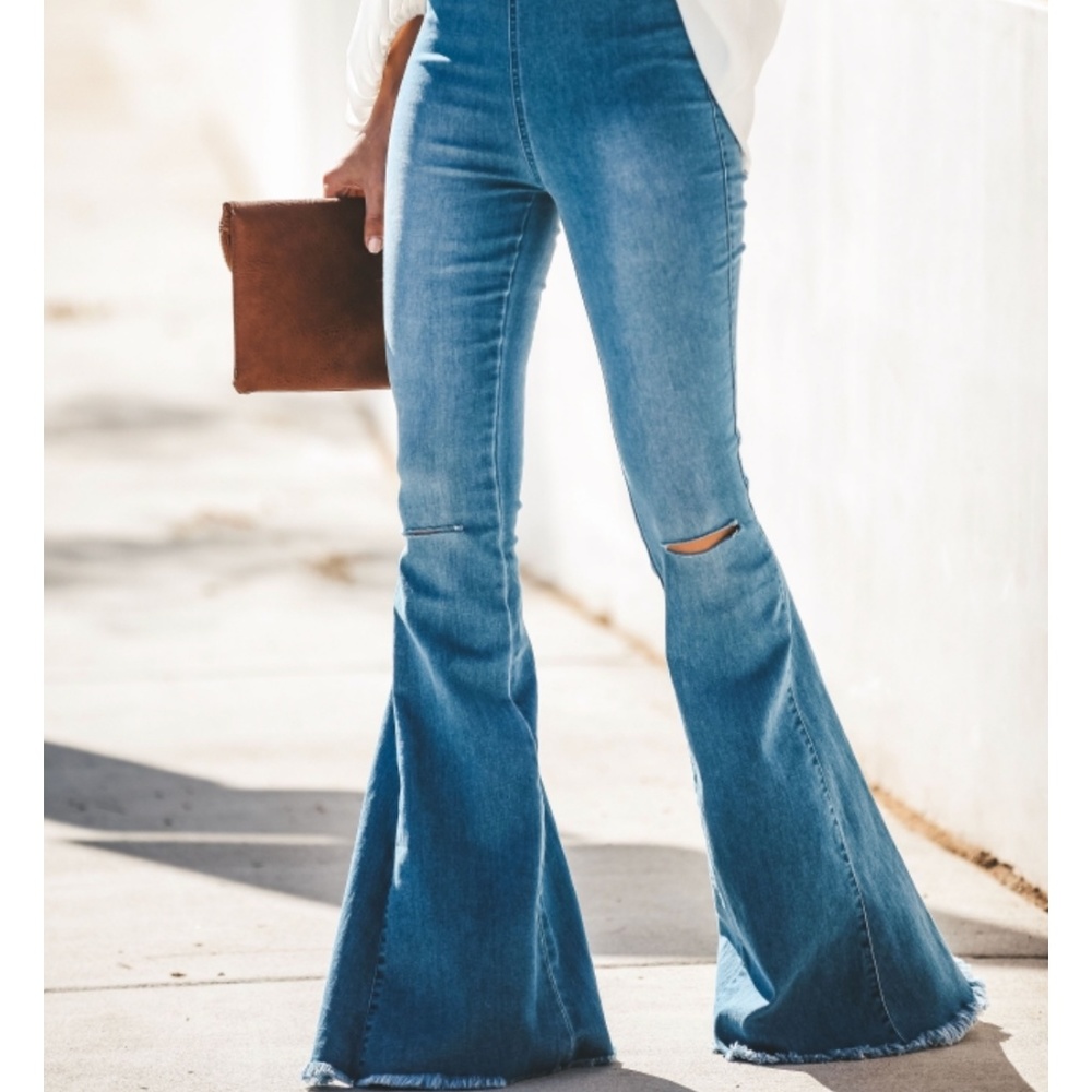 GINGER  Distressed Bell Bottom Jeans - Picture 5 of 8